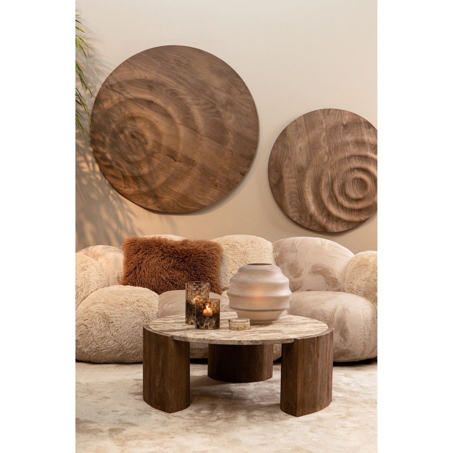 Sofa – beige Oberfläche, Stoff Bezug, drei Sitzer – Curvae | PTMD