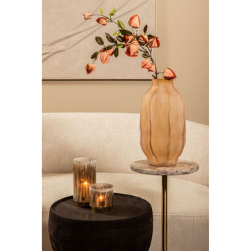 Vase – Bernsteinglas, Geriffelte Oberfläche, Runde Form, Hoch – Natae | PTMD