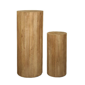 Säule – Geriffeltes Design, Mangoholz, Sockel Form, Natur – Jerra | PTMD