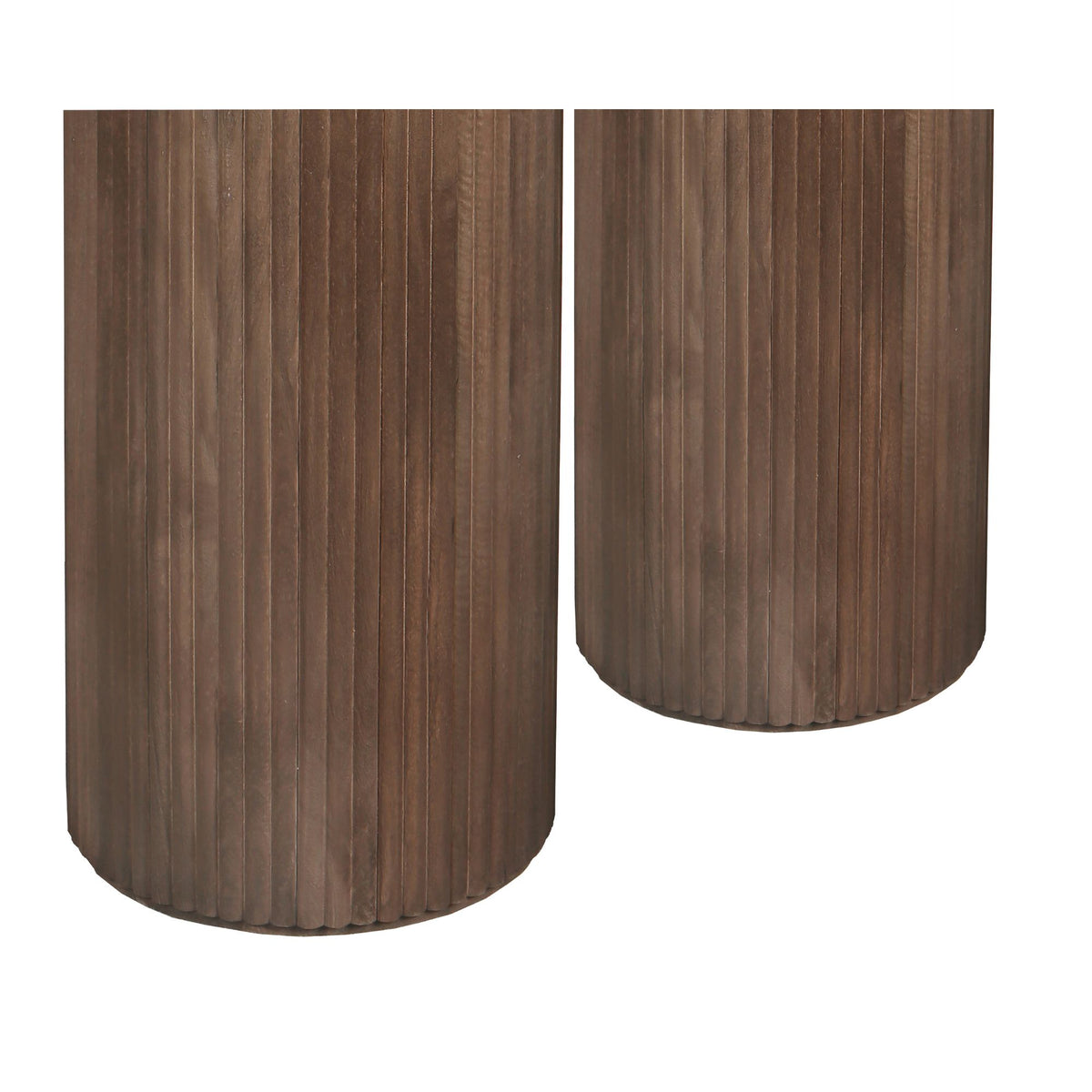 Column Mango Wood, Wood Body, Ribbed, Dark Brown – Jerra | PTMD