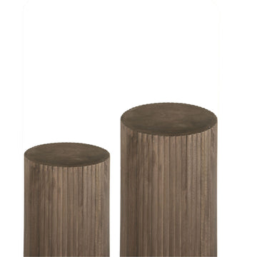Column Mango Wood, Wood Body, Ribbed, Dark Brown – Jerra | PTMD