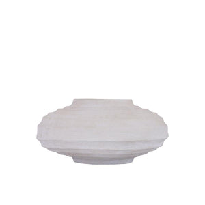 Blumentopf aus gegossenem Aluminium in Beige mit Rippendesign, Stone-Wash-Finish, M – Kody | PTMD