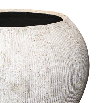 Pot – cream surface, striped pattern, large shape – Yolenda | PTMD