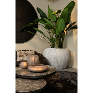 Pot – cream surface, striped pattern, large shape – Yolenda | PTMD