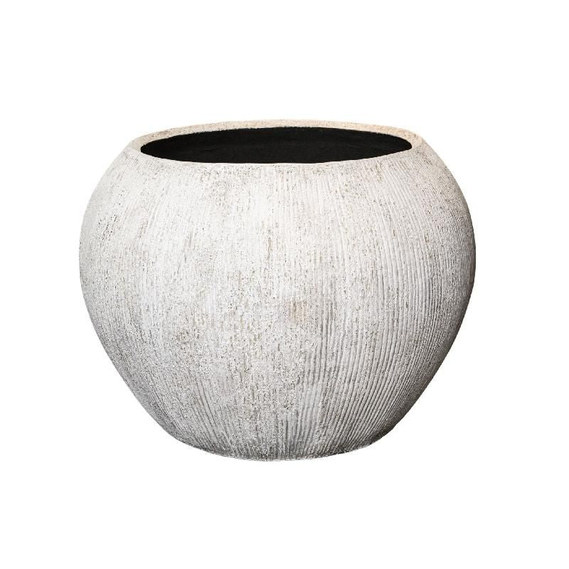 Pot – cream surface, striped pattern, large shape – Yolenda | PTMD