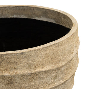 Pot - beige surface, wave pattern, round shape - Ravi | PTMD
