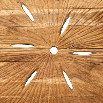 Wandpaneel – Lochmuster Design, Runde Form, Teakholz Material, Natur, L – Roch | PTMD