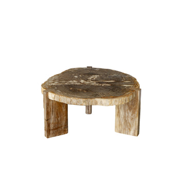 Couchtisch – Versteinertes Holz, Dreibein Design, Organische Form, Natur, Hoch – Kayo | PTMD
