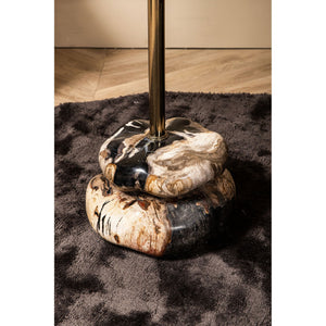 Side Table - Petrified Wood, Stainless Steel, Double Base, Natural - Wane | PTMD