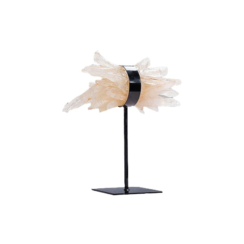 Decorative Sculpture – Quartz Mineral Stone, Abstract Cluster Shape, Iron Metal Base, S – Yerin | PTMD