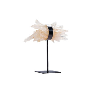Decorative Sculpture – Quartz Mineral Stone, Abstract Cluster Shape, Iron Metal Base, S – Yerin | PTMD