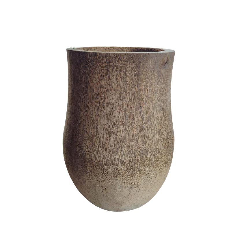 Blumentopf aus Palmenholz, rundes Design, Natur-Finish, S – Jamez | PTMD
