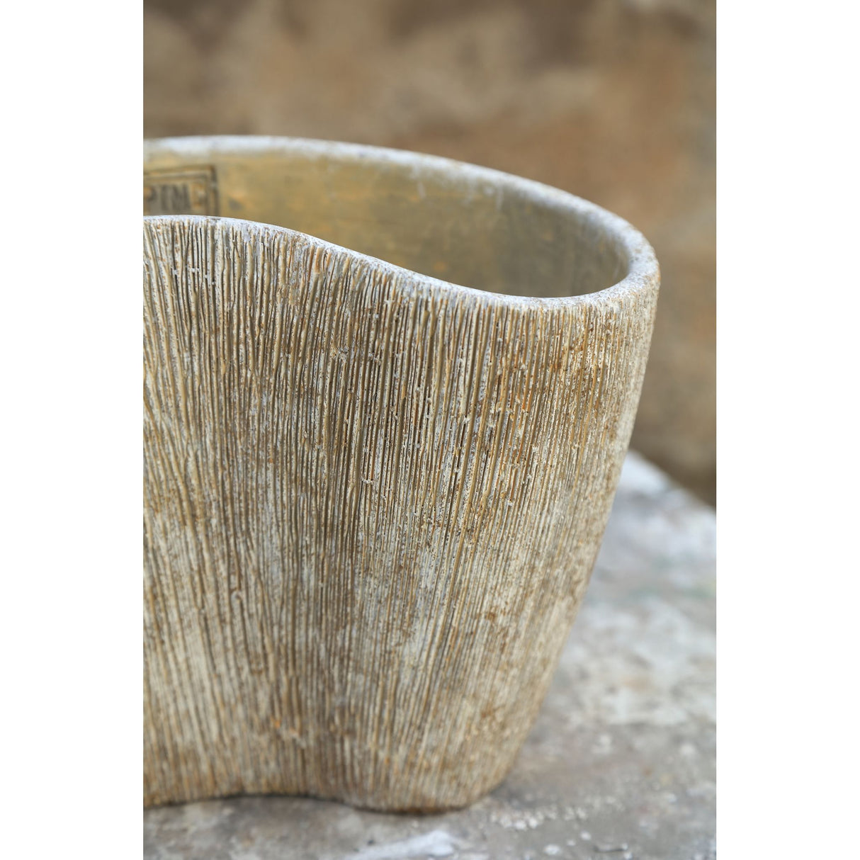 Vase – Creme Farbe, Organisches Design, Zement Material, M – Destri | PTMD