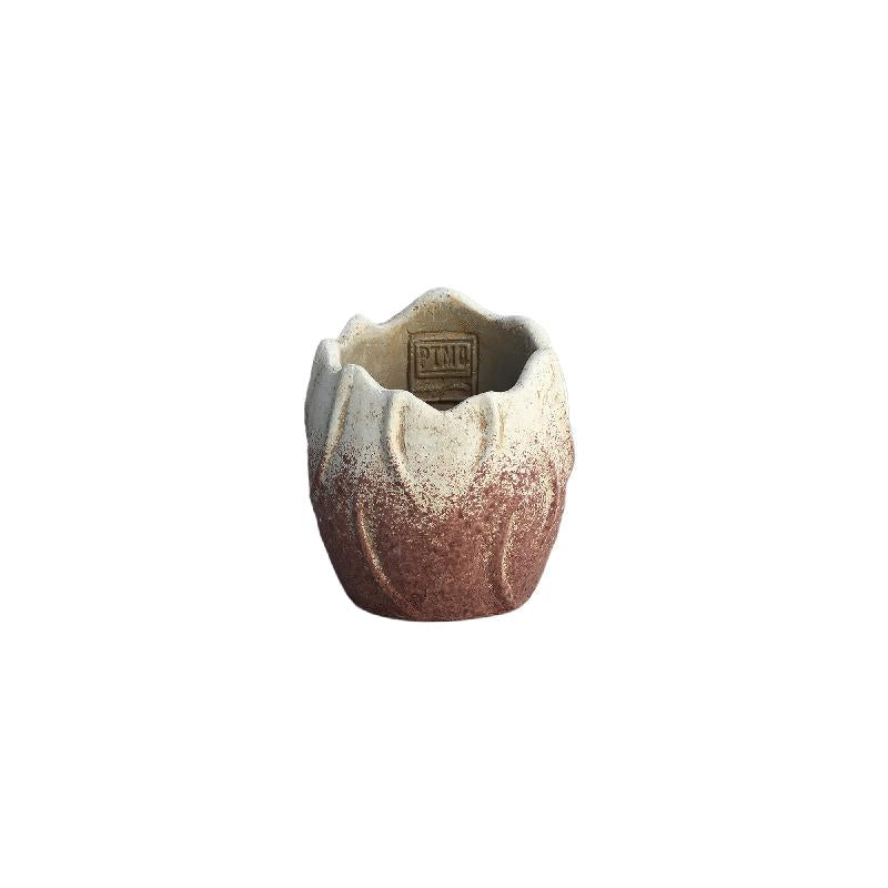 Flowerpot - Cement, Wave Pattern, Round Shape, Light Pink Color, XS – Ryla | PTMD