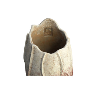 Flower Pot - Cement, Wave Pattern, Round Shape, Light Pink Color, M – Ryla | PTMD