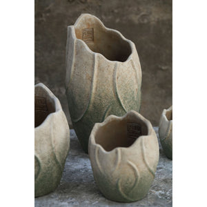Flower Pot - Cement, Wave Pattern, Round Shape, Light Pink Color, M – Ryla | PTMD