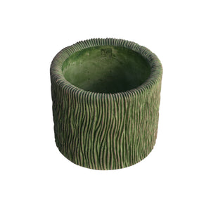Flower Pot – Round Shape, Stripe Pattern, Moss Green Color, M – Jacyln | PTMD