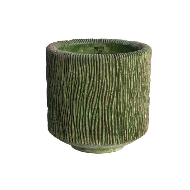 Plant pot – Round shape, Stripe pattern, Moss green color, Large shape – Jacyln | PTMD