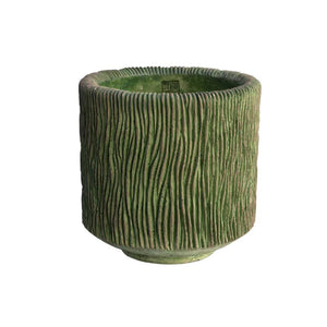 Plant pot – Round shape, Stripe pattern, Moss green color, Large shape – Jacyln | PTMD