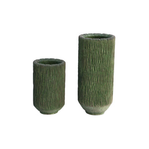 Vase – Runde Form, Streifen Muster, Moosgrüne Farbe, Hohe Form, S – Jacyln | PTMD