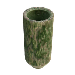 Vase – Runde Form, Streifen Muster, Moosgrüne Farbe, Hohe Form, L – Jacyln | PTMD