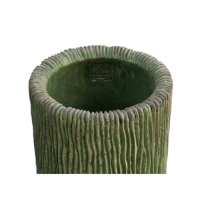 Vase – Runde Form, Streifen Muster, Moosgrüne Farbe, Hohe Form, L – Jacyln | PTMD