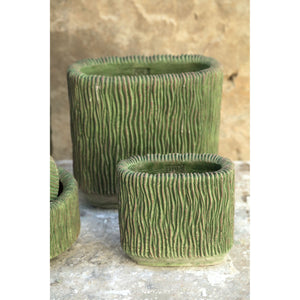 Flowerpot – Oval Shape, Striped Structure, Moss Green Color, L – Jacyln | PTMD
