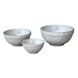 Schale - Zement, runde Form, antikes Design, Creme, S – Denson | PTMD