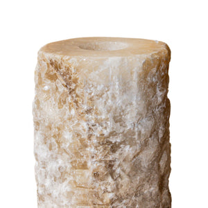 Teelichthalter – Onyx Stein, Raue Oberfläche, Runde Form, L – Yustin | PTMD