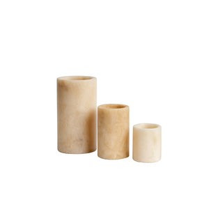 Windlicht – Onyx Stein, Weiße Oberfläche, Runde Form, L – Feyza | PTMD