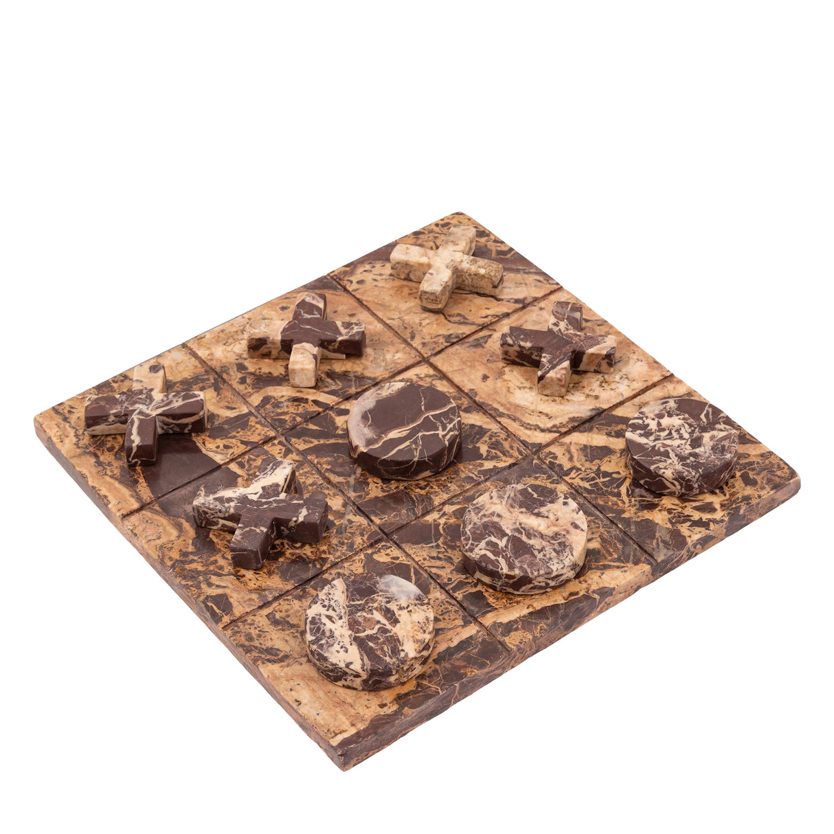 Tic-Tac-Toe – Marmorstein, Burgunderrot, 30 × 30 cm - Glenton | PTMD