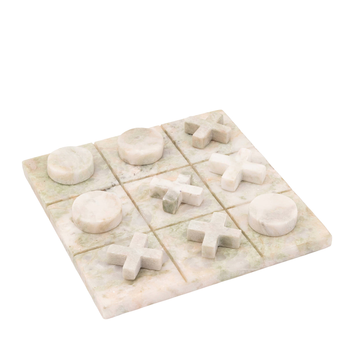 Tic-Tac-Toe – Marmorstein, Moosgrün, 30 × 30 cm - Glenton | PTMD