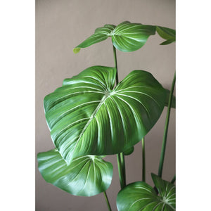 Blätterpflanze – Grüne Monstera-Blattpflanze im schwarzen Topf aus Kunststoff & PE-Kunststoff, L | PTMD