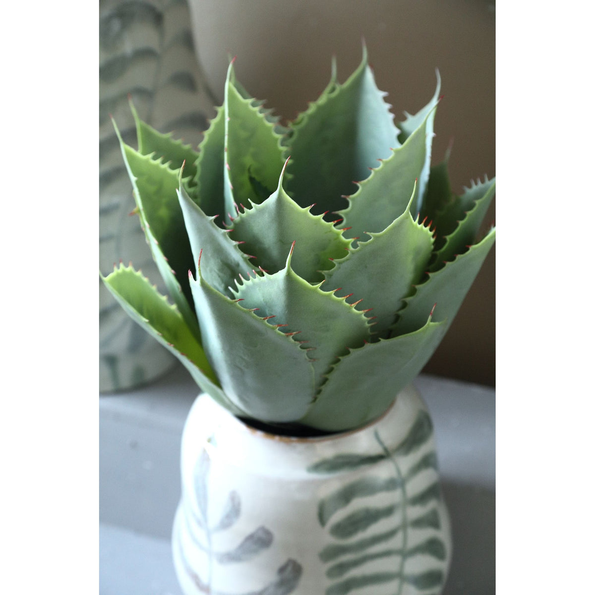 Kunstpflanze - Große Grüne Agave im Topf, Kunststoff, Naturoptik,M | PTMD