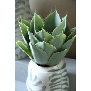 Kunstpflanze - Große Grüne Agave im Topf, Kunststoff, Naturoptik,M | PTMD