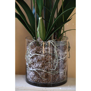 Kunstpflanze – Rosa Blüten, Glas Vase, Polyester Glas, L | PTMD