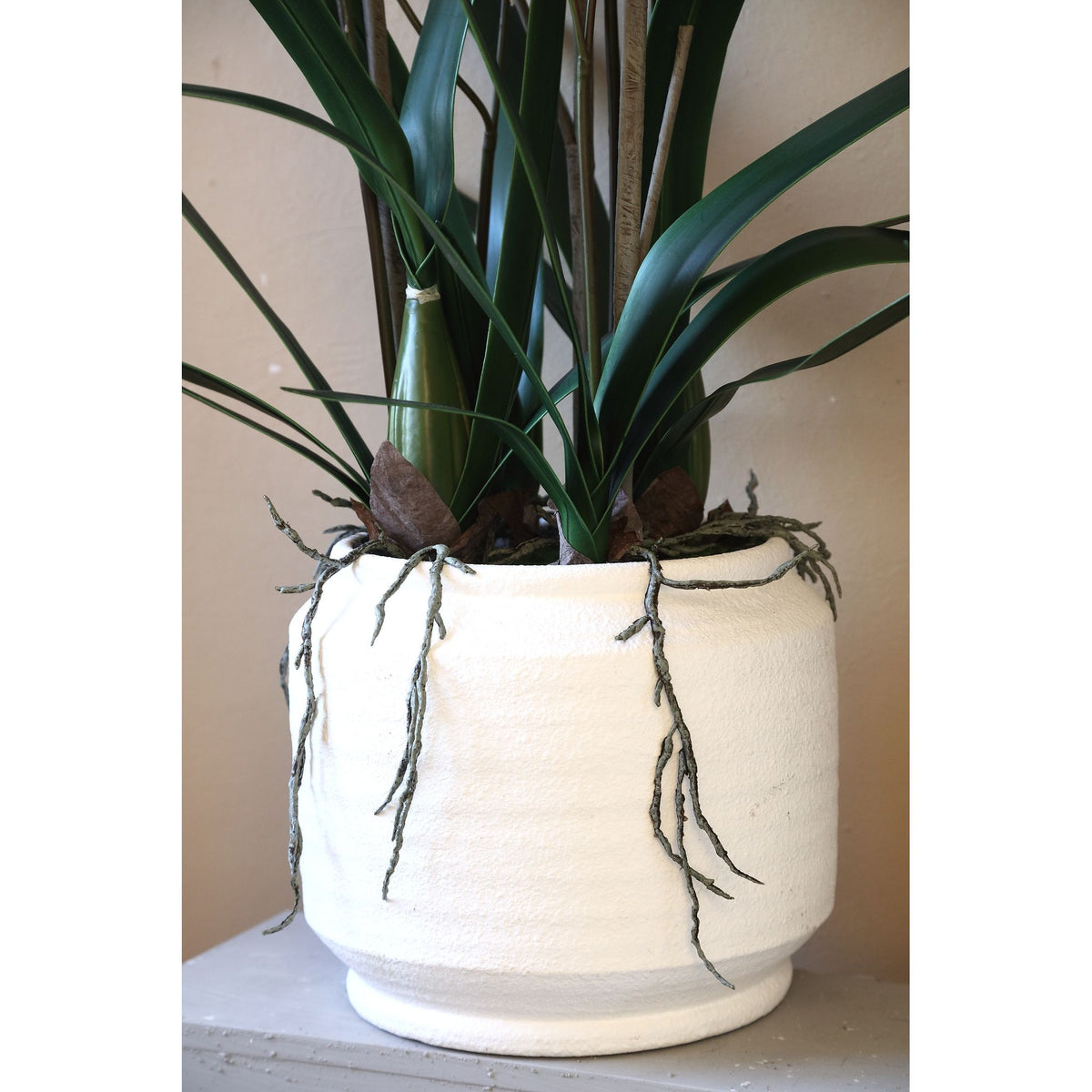 Artificial Plant - Green Leaves, Ceramic Pot, Plastic Polyester, L | PTMD