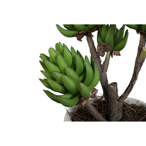 Kunstpflanze - Grüne Echeveria, Zementtopf, Kunststoff, L | PTMD