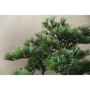 Tree green with pine tree, in black pot and made of plastic, M | PTMD