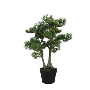 Tree green with pine tree, in black pot and made of plastic, M | PTMD