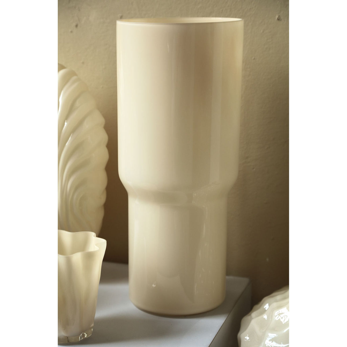 Vase - Solid Glass, Round Shape, Cream Color - Ranzel | PTMD