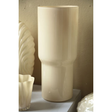 Vase – Massives Glas, Runde Form, Creme Farbe – Ranzel | PTMD