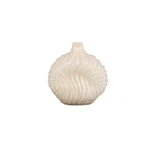Vase - Solid Glass, Ribbed Structure, Cream Color, Small - Kelline | PTMD