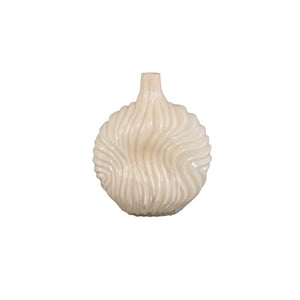 Vase – Solid Glass, Ribbed Structure, Cream Color, Large – Kelline | PTMD