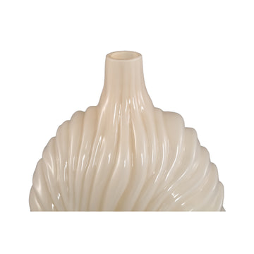 Vase – Gerippte Struktur, Glas Material, Creme, Hoch   – Kelline | PTMD