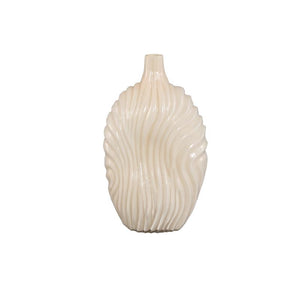 Vase – Cream-colored Glass, Ribbed Surface, Tall – Kelline | PTMD