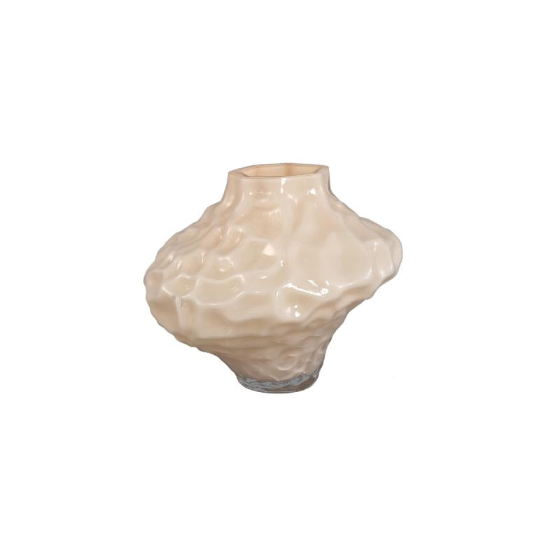 Vase – Solid Glass, Irregular Shape, Cream Color S – Moises | PTMD