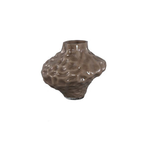 Vase - Solid Glass, Irregular Shape, Taupe Color S - Moises | PTMD
