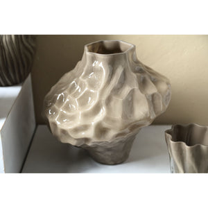 Vase - Solid Glass, Irregular Shape, Taupe Color S - Moises | PTMD