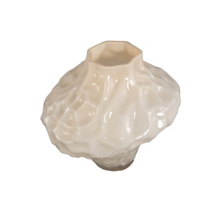 Vase – Solid Glass, Irregular Shape, Cream Color L – Moises | PTMD